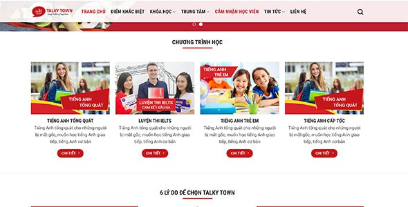 Mẫu web trung tâm tiếng anh