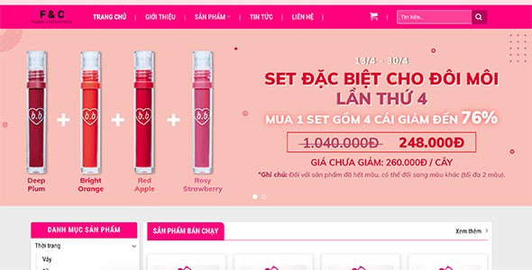 Mẫu web bán mỹ phẩm 2